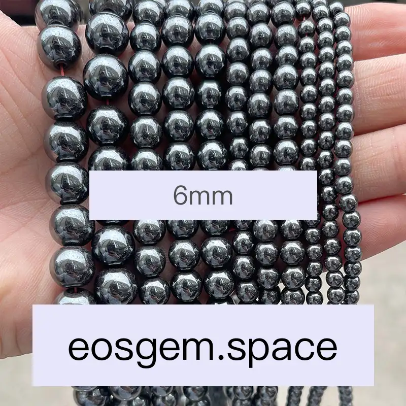 No_4697_3A Natural Hematite Stone Beads_6mm_(Sold Per Strand)