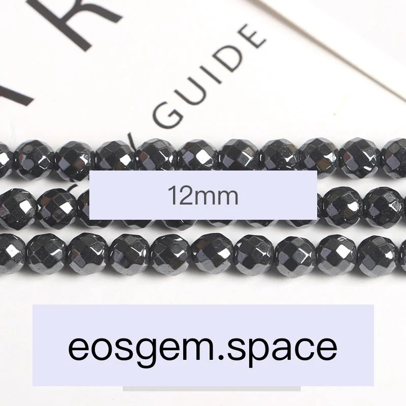 No_4716_Natural Faceted Hematite Stone Beads 64 Cutting_12mm_(Sold Per Strand)