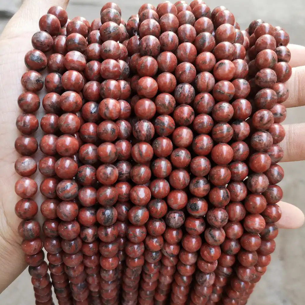 No_4754_Natural Red Sesame Stone Beads_10mm_(Sold Per Strand)