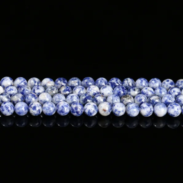 No_4830_Natural Blue Dots Stone Beads_8mm_(Sold Per Strand)