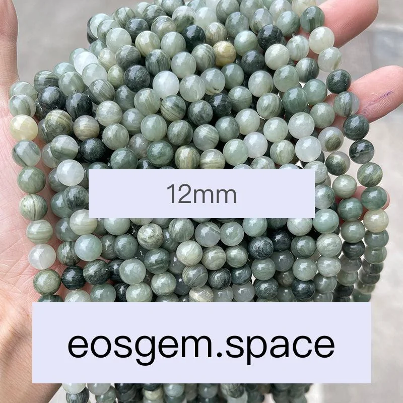 No_4862_Natural Green Jasper Beads_12mm_(Sold Per Strand)