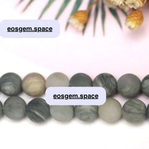 No_4865_Natural Frost Green Jasper Beads_8mm_(Sold Per Strand)