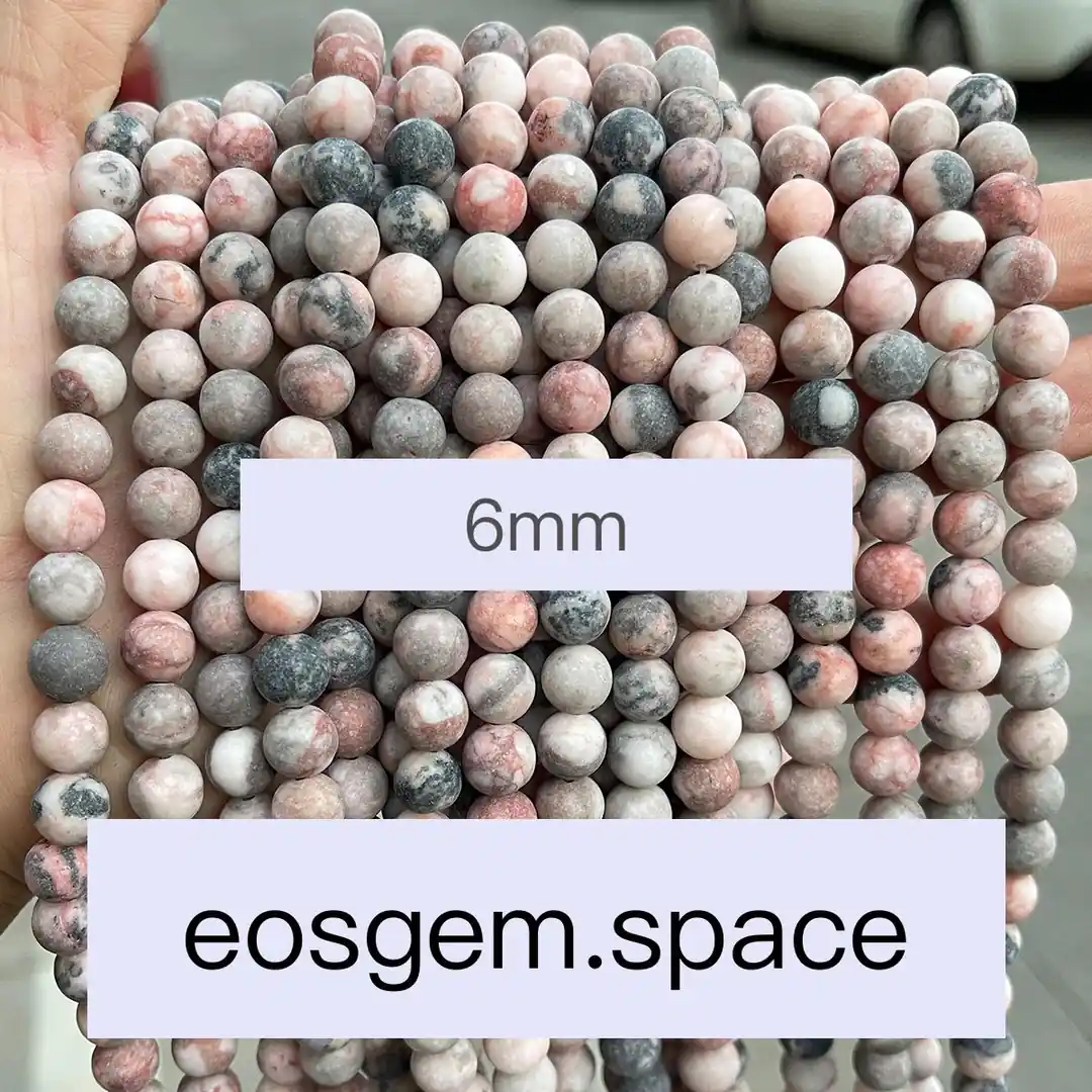 No_4889_Natural Frost Pink Zebra Jasper Beads_6mm_(Sold Per Strand)