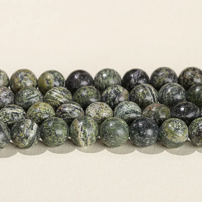 No_4909_Natural Green Zebra Stone Beads_10mm_(Sold Per Strand)