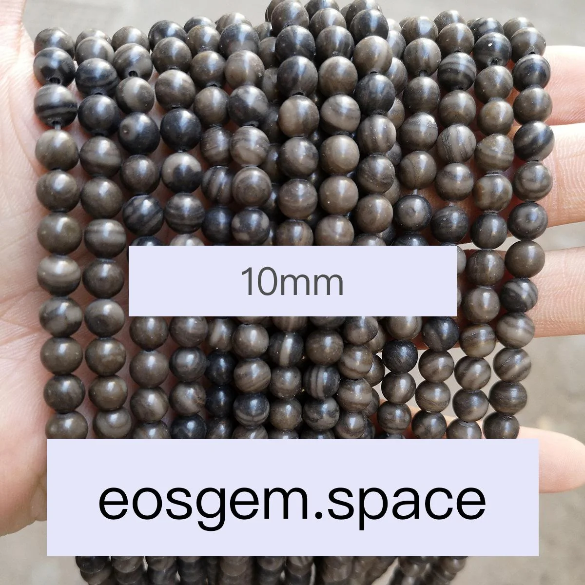 No_4920_Natural Black Wood Stone Beads_10mm_(Sold Per Strand)
