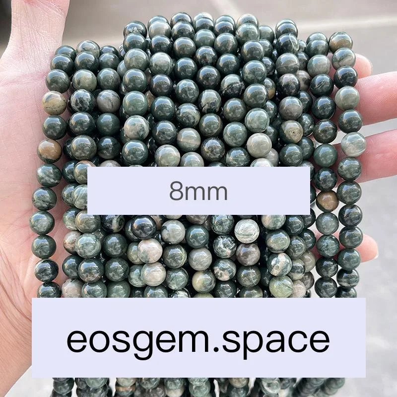 No_4925_Natural Green Wood Jasper Beads_8mm_(Sold Per Strand)