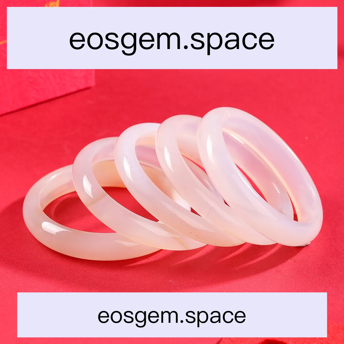 No_6035_Natural Lychee Jelly White Agate Bracelet (white Moonlight_50-52mm_(Sold Per Strand)