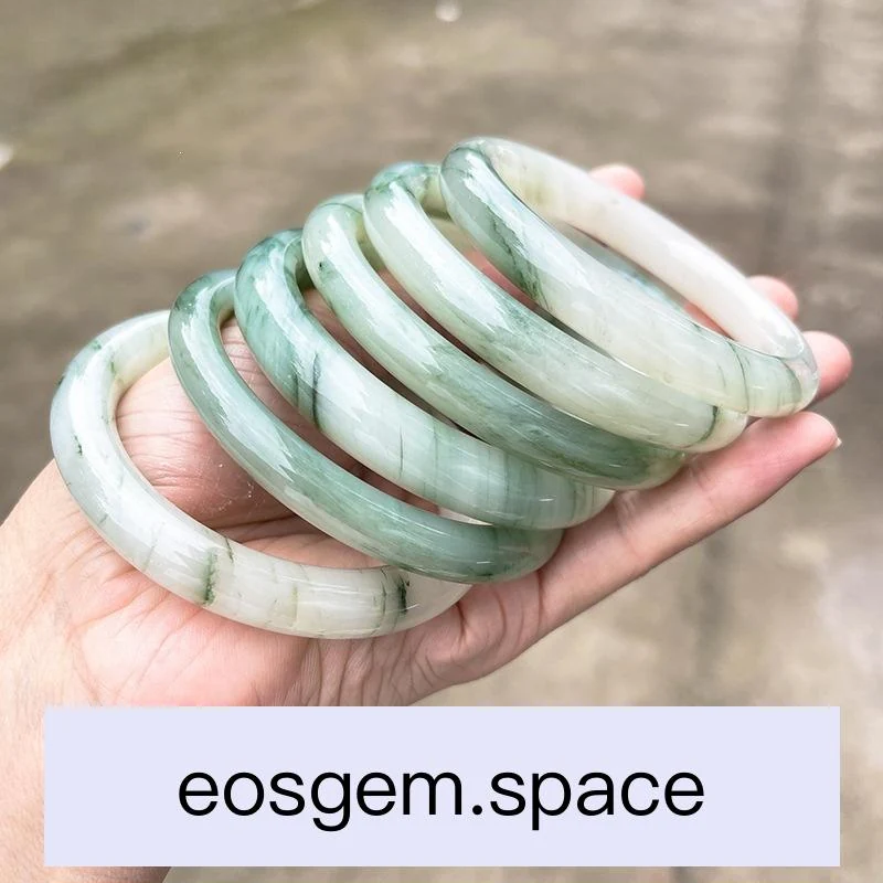 No_6157_Natural Tianshan Green Jade Bangle, Round Bar_53-54mm_(Sold Per Strand)