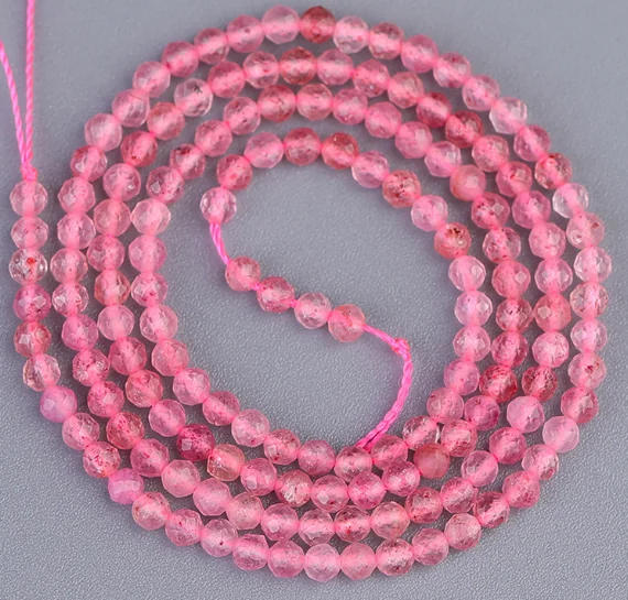No_7040_5a Faceted Natural Brazil Strawberry Quartz_6mm_(Sold Per Strand)