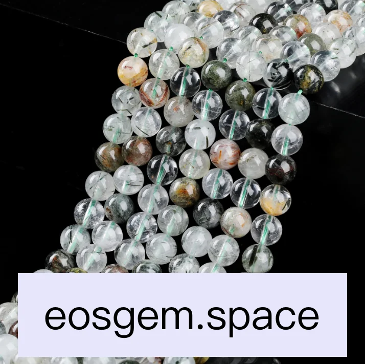 No_7008_3a Natural Green Rutilated Quartz Beads_12mm_(Sold Per Strand)