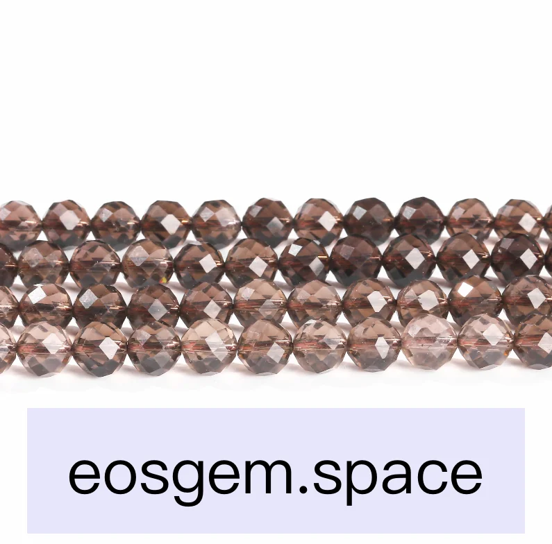 No_7118_7A Faceted Natural Smoky Quartz Beads_10mm_(Sold Per Strand)