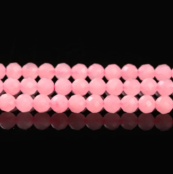 No_7125_5a Faceted Natural Madagascar Rose Quartz Beads_6mm_(Sold Per Strand)