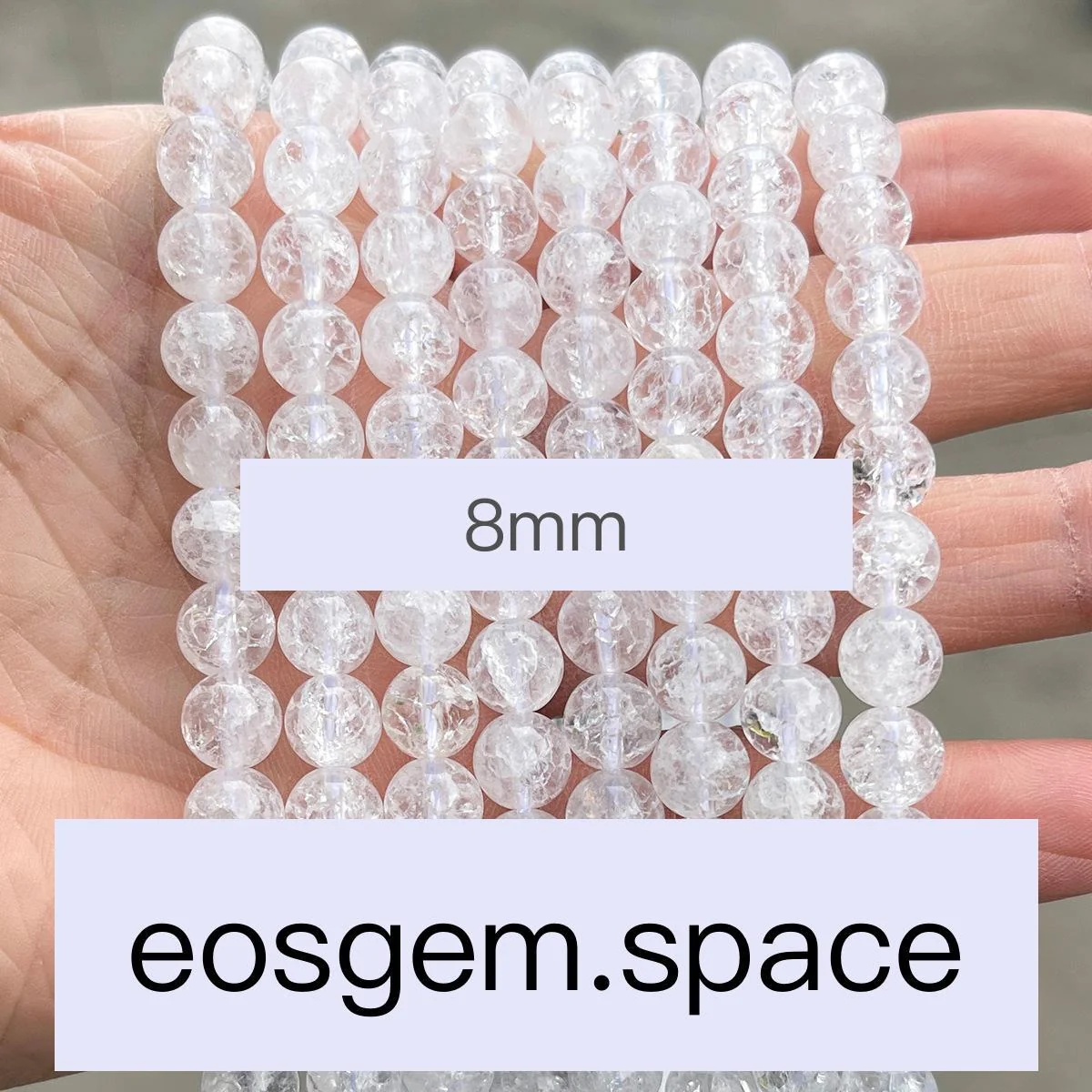 No_7155_Natural White Popcorn Quartz Beads_;8mm_(Sold Per Strand)