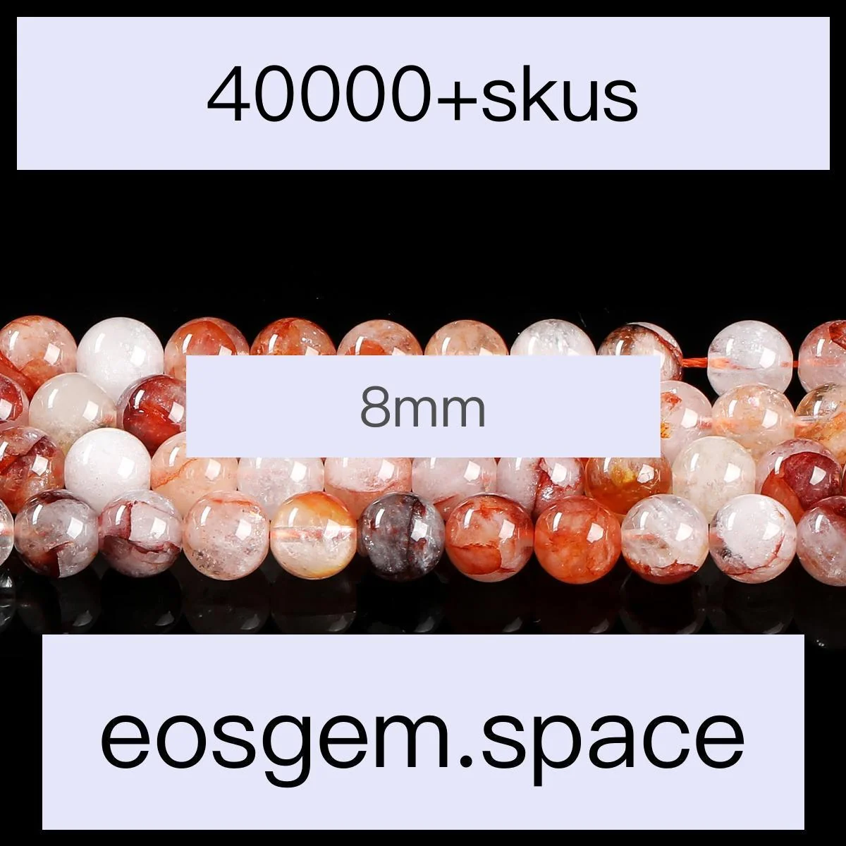 No_7252_2a Natural Red Flower Quartz Beads_2a;8mm_(Sold Per Strand)