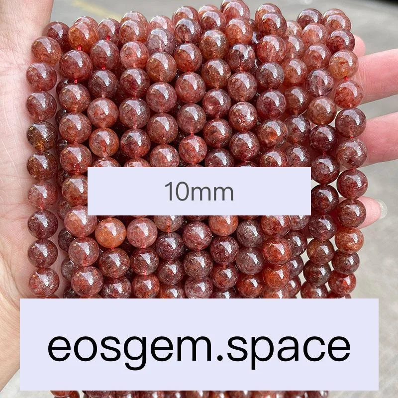 No_7300_Natural Red Flower & Strawberry Quartz Paragenic Mineral Beads_10mm_(Sold Per Strand)