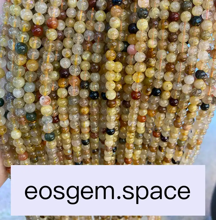 No_7310_5a Natural Mixed Rutilated Quartz Beads_6mm_(Sold Per Strand)