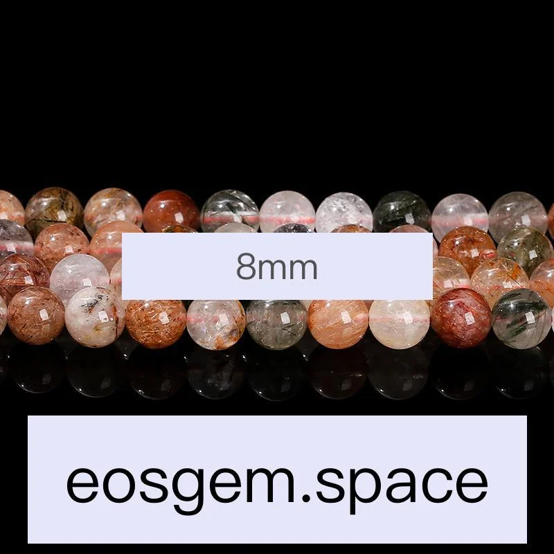 No_7320_3a Natural Red-green Rutilated Quartz_8mm_(Sold Per Strand)