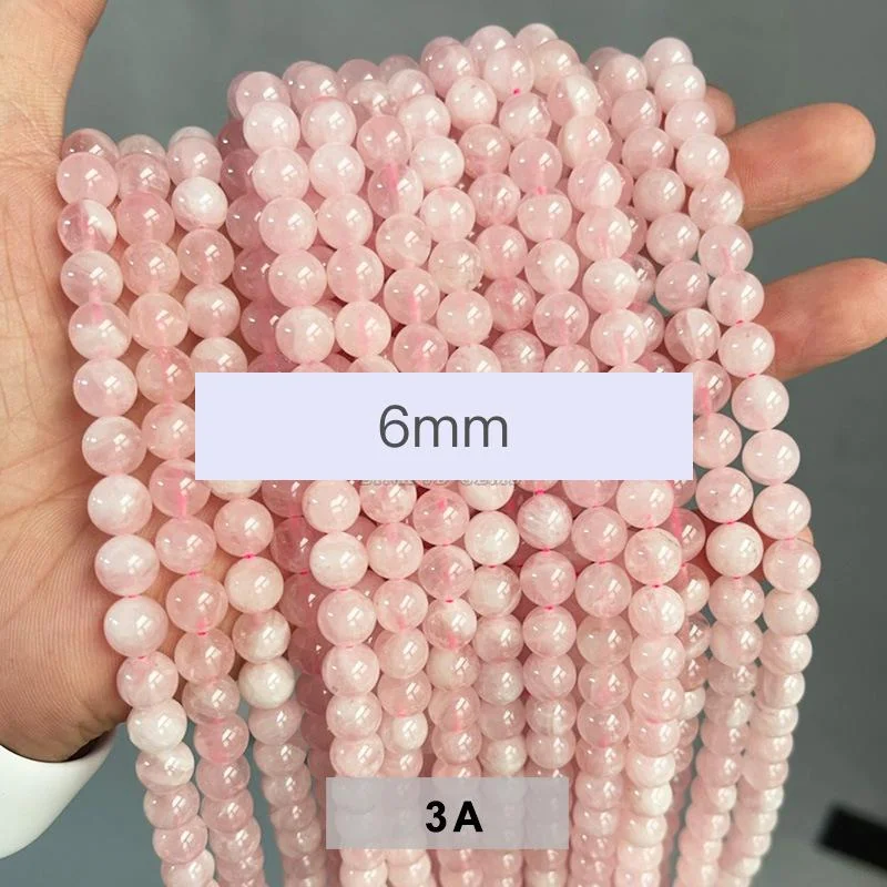 No_7334_3a Natural Madagascar Rose Quartz Beads_6mm_(Sold Per Strand)