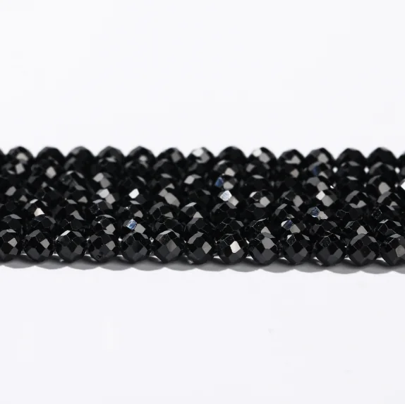 No_7433_Natural Faceted Black Spinel_;3mm_(Sold Per Strand)