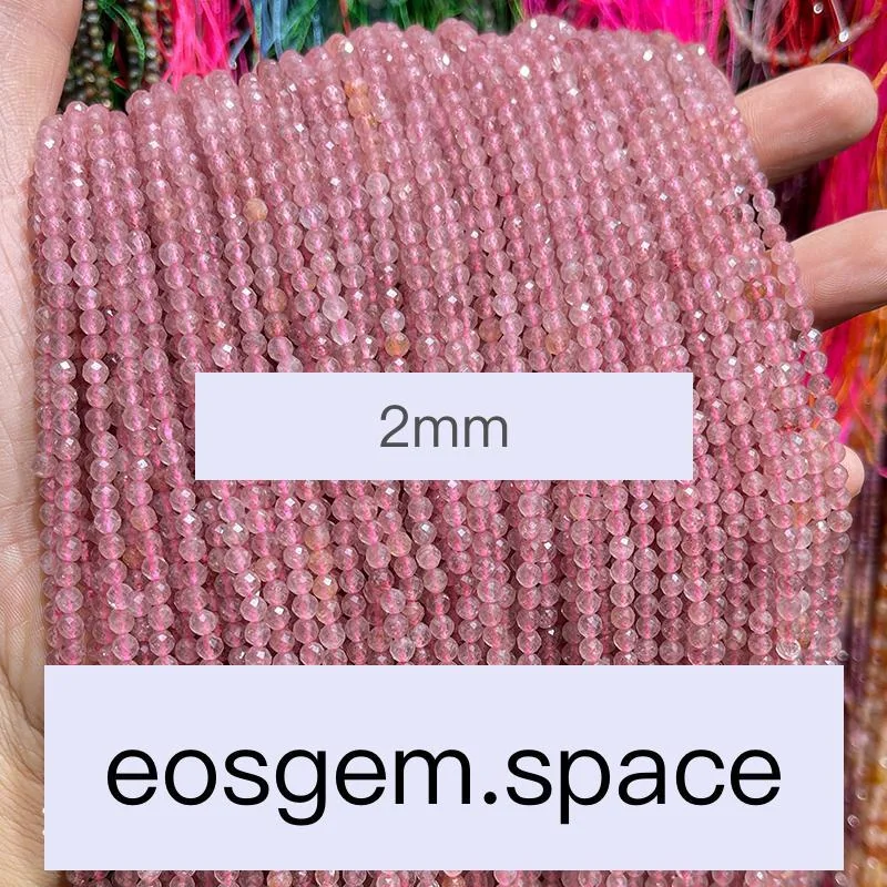 No_7454_Faceted Natural Strawberry Quartz Beads_;2mm_(Sold Per Strand)