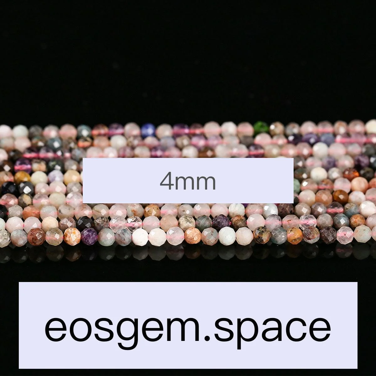 No_7459_Faceted Natural Mixed Color Quartz Beads_;4mm_(Sold Per Strand)