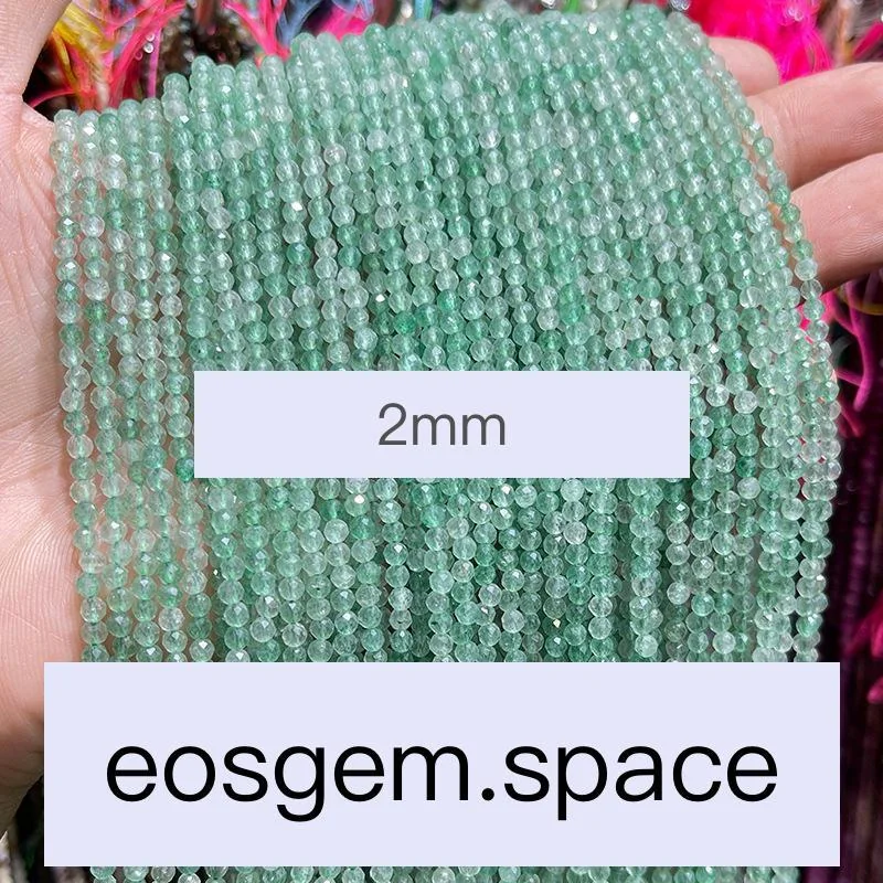 No_7482_Faceted Natural Green Strawberry Quartz Beads_;2mm_(Sold Per Strand)