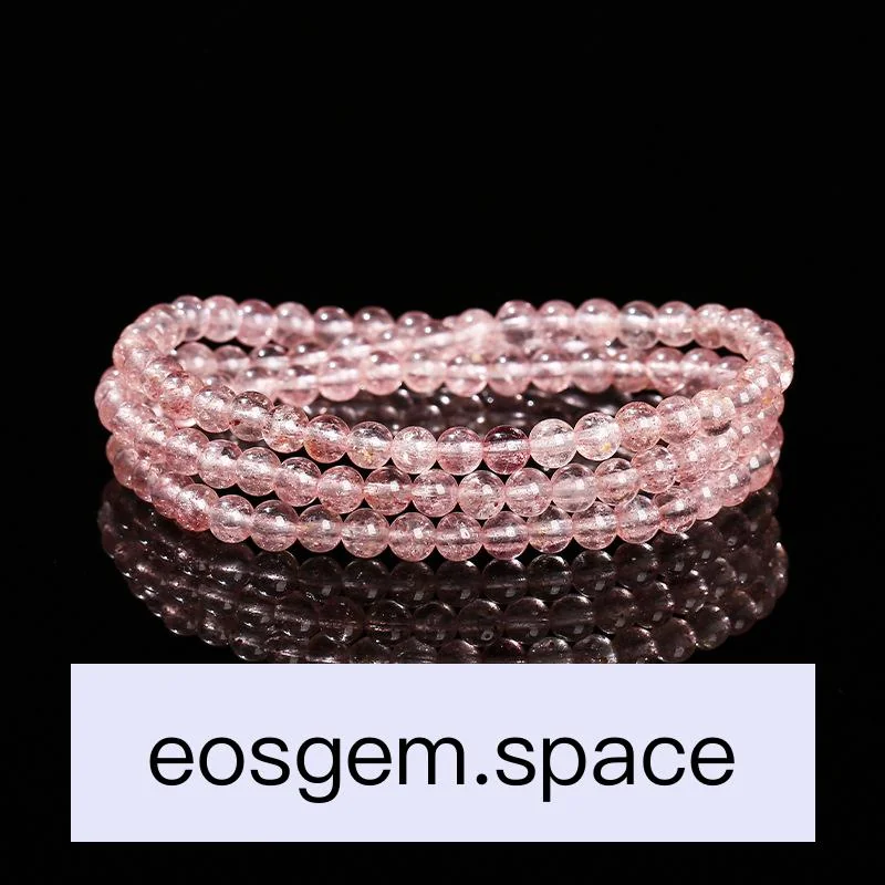 No_3100_Natural Clear‑Body Strawberry Quartz Multi-Loop Bracelet_4mm_(Sold Per Strand)