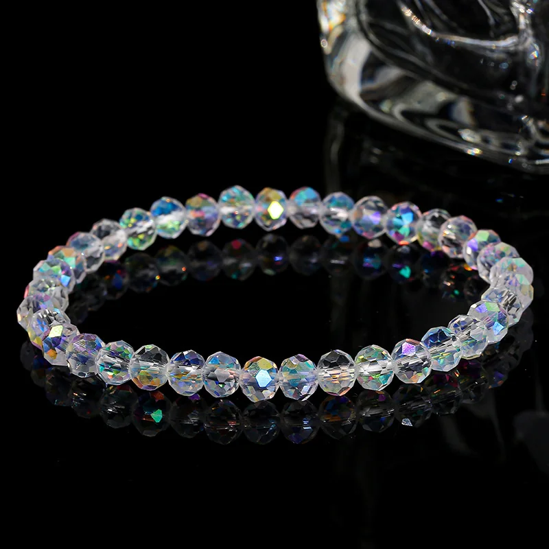 No_3123_Faceted Multi‑Color Crystal Glass Bead Bracelet_8mm_(Sold Per Strand)