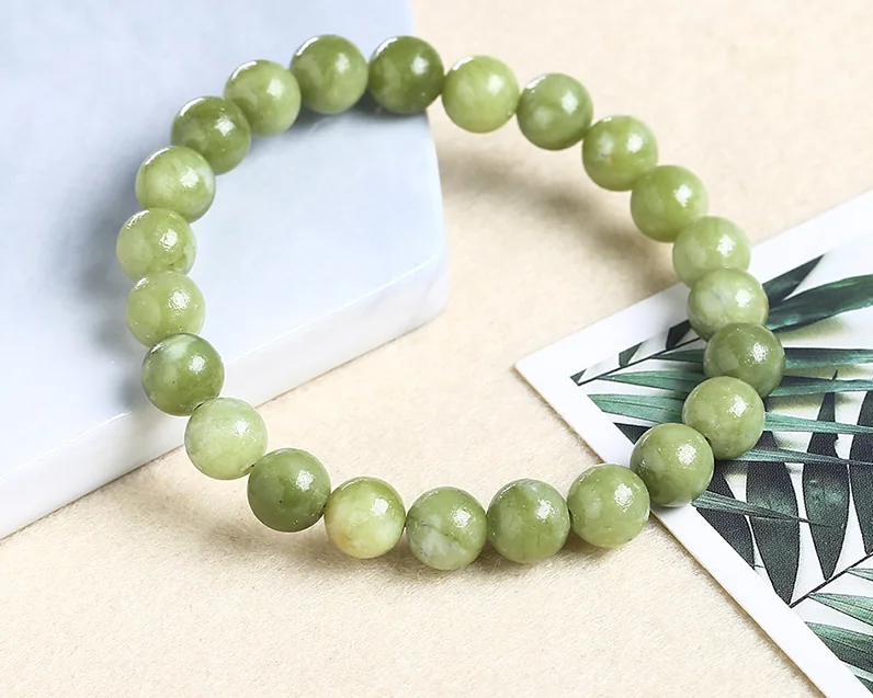 No_3501_Light-colored Natural Southern Jade Bracelet_10mm_(Sold Per Strand)