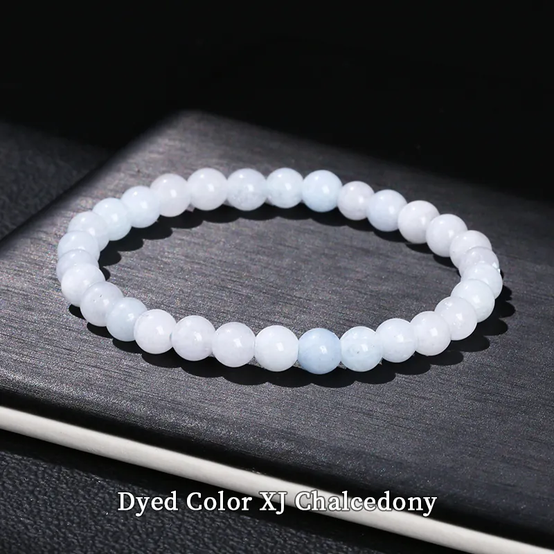 No_3542_Enhanced Xinjiang Chalcedony Aquamarine-colored Bracelet_6mm_(Sold Per Strand)
