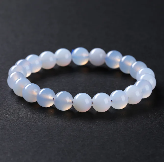 No_3554_5A Natural Blue Chalcedony Bracelet_8mm_(Sold Per Strand)