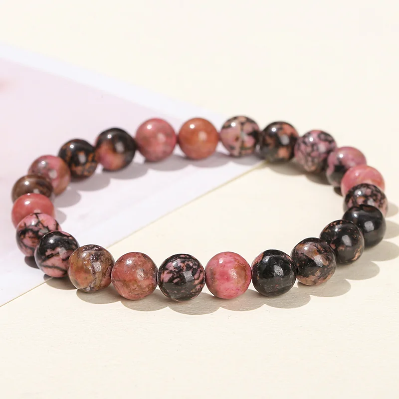 No_3582_Natural Rhodonite Bracelet_8mm_(Sold Per Strand)
