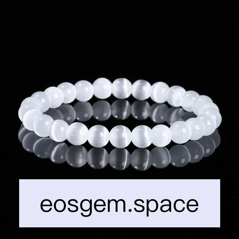 No_3634_White Cat's Eye Glass No.5 Bracelet_6mm_(Sold Per Strand)