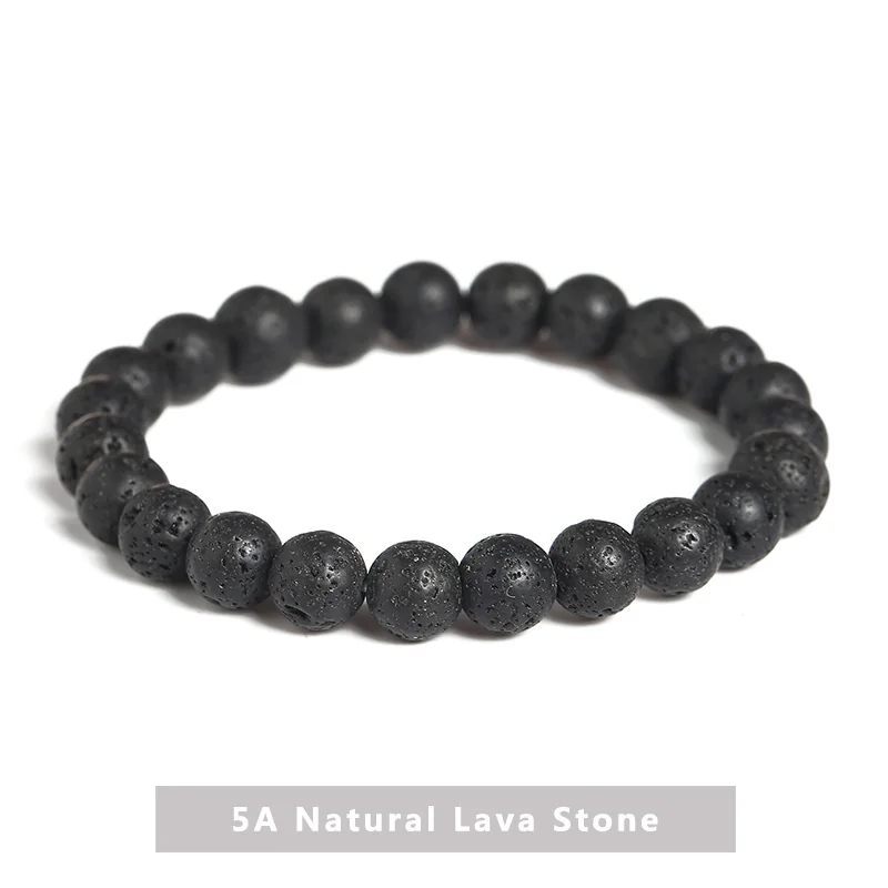 No_3641_3A Natural Black Volcanic Stone Bracelet_6mm_(Sold Per Strand)